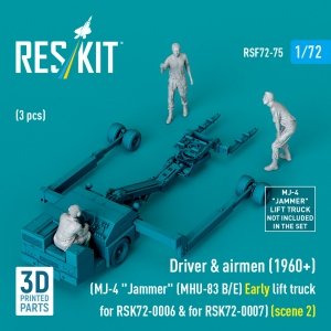 RESKIT RSF72-0075 Driver & airmen (1960+) (3 pcs) (MJ-4 Jammer (MHU-83 B/E) Early lift truck for RSK72-0006 & for RSK72-0007) (scene 2) (3D Printed) 1/72