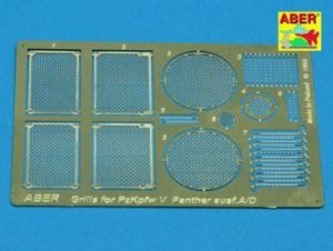 Aber 35G01 Grilles for german tank Grilles for PzKpfw V Ausf.A/D Panther (Sd.Kfz.181) (1:35)