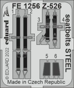 Eduard FE1256 Z-526 seatbelts STEEL EDUARD 1/48