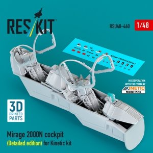 RESKIT RSU48-0460 Mirage 2000N cockpit (Detailed edition) for Kinetic kit (3D Printed) 1/48