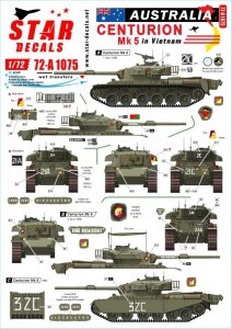 Star Decals 72-A1075 Australia in Vietnam # 1. Aussie Centurion Mk 5. 1/72