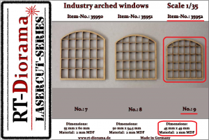 RT-Diorama 35952 Industry arched windows No.: 9 (3 pcs) 1/35