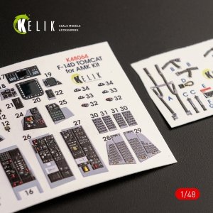 KELIK K48064 F-14D TOMCAT INTERIOR 3D DECALS FOR AMK KIT 1/48