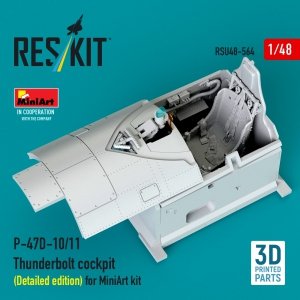 RESKIT RSU48-0564 P-47D-10/11 Thunderbolt cockpit (Detailed edition) for MiniArt kit (3D Printed) (1/48)