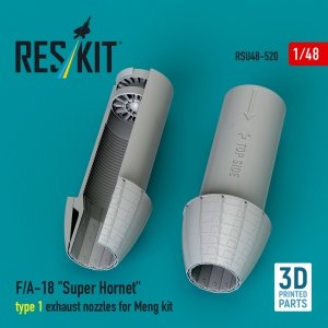 RESKIT RSU48-0520 F/A-18 Super Hornet type 1 exhaust nozzles for Meng kit (3D Printed) 1/48