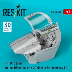 RESKIT RSU48-0237 F-111C Cockpit late modification with 3D decals for Academy kit (3D Printed) (1/48)