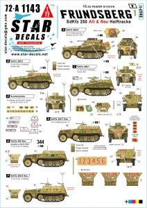 Star Decals 72-A1143 Frundsberg 1. 10. SS-Panzer Division. SdKfz 250 ALT and NEU versions. 1/72