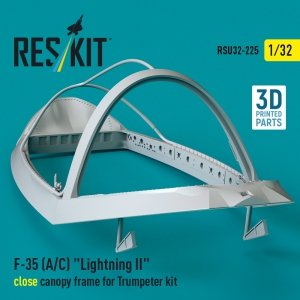 RESKIT RSU32-0225 F-35 (A/C) Lightning II close canopy frame for Trumpeter kit (3D Printed) 1/32