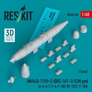 RESKIT RS48-0560 AN/ALQ-71(V)-2 (QRC-161-1) ECM pod (1pcs) (3D Printed) 1/48