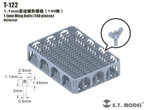 E.T. Model T-122 1.1mm Wing Bolts 140 pieces