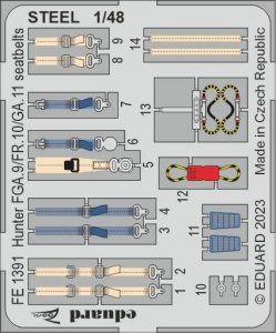 Eduard FE1391 Hunter FGA.9/ FR.10/ GA.11 seatbelts STEEL Airfix 1/48