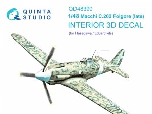 Quinta Studio QD48390 Macchi C.202 Folgore Late 3D-Printed & coloured Interior on decal paper (Hasegawa/Eduard) 1/48