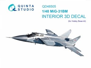 Quinta Studio QD48505 MiG-31BM 3D-Printed & coloured Interior on decal paper (Hobby Boss) 1/48