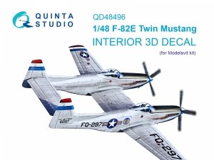 Quinta Studio QD48496 F-82E Twin Mustang 3D-Printed coloured Interior on decal paper (Modelsvit) 1/48