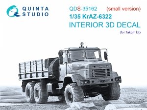 Quinta Studio QDS-35162 KrAZ-6322 3D-Printed & coloured Interior on decal paper (Takom) (Small version) 1/35