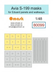 Omask 80099 Avia S-199 Masks for Panels and Walkways (for Eduard) - Yellow masking tape 1/48