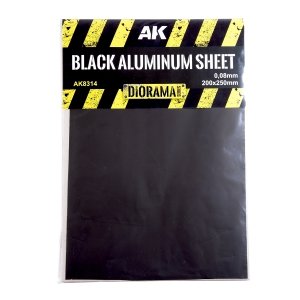 AK Interactive AK8314 BLACK ALUMINUM SHEET 150UM (MICROMETER) 200X250MM