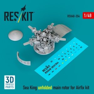 RESKIT RSU48-0354 Sea King unfolded main rotor for Airfix kit (3D printed) (1/48)