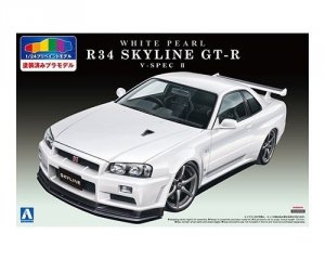 Aoshima 00860 R34 SKYLINE GT-R V-SPEC 2 (White Pearl) (NISSAN) 1:24
