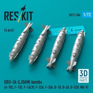 RESKIT RS72-0504 GBU-54 (LJDAM) bombs (4 pcs) (A-10C, F-15E, F-16C/D, F-22A, F-35A, B-1B, B-2A, B-52H, MQ-9) (3D Printed) (1/72)