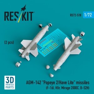 RESKIT RS72-0518 AGM-142 Popeye 2/Have Lite missiles (2 pcs) (3D Printed) 1/72