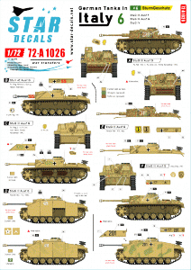 Star Decals 72-A1026 German tanks in Italy # 6. Sturmgeschutz. 1/72
