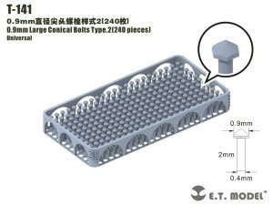 E.T. Model T-141 0.9mm Large Conical Bolts Type.2 240 pieces