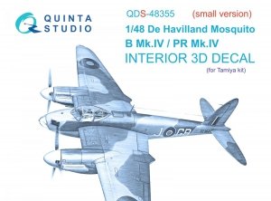 Quinta Studio QDS-48355 DH Mosquito B Mk.IV/PR Mk.IV 3D-Printed & coloured Interior on decal paper (Tamiya) (Small version) 1/48