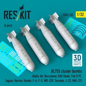 RESKIT RS32-0535 GBU-10 BL755 cluster bombs (4 pcs) (3D Printed) 1/32