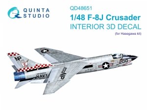 Quinta Studio QD48651 F-8J Crusader 3D-Printed & coloured Interior on decal paper (Hasegawa/Hobby 2000) 1/48