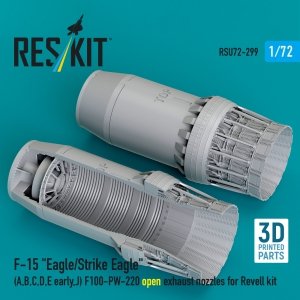 RESKIT RSU72-0299 F‑15 Eagle/Strike Eagle (A, B, C, D, E early, J) F100-PW-220 open exhaust nozzles for Revell kit (3D Printed) (1/72)