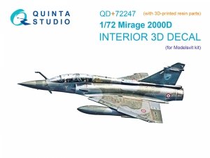 Quinta Studio QD+72247 Mirage 2000D 3D-Printed & coloured Interior on decal paper (Modelsvit) (with 3D-printed resin part) 1/72