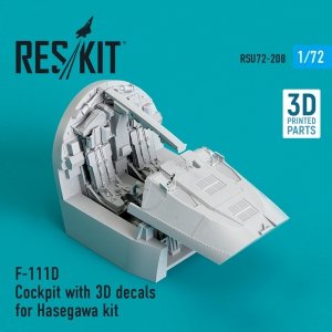RESKIT RSU72-0208 F-111D Cockpit with 3D decals for Hasegawa kit (3D Printed) (1/72)