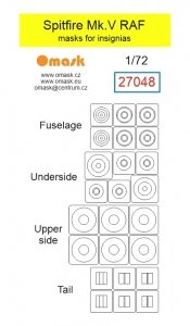 Omask 27048 Spitfire Mk.V RAF masks for insignias 1/72