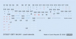 Eduard D72027 Mi-24V stencils Czech Zvezda 1/72