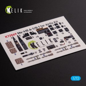 KELIK K72069 Messerschmitt Me410A-1 interior 3D decals for Airfix kit 1/72