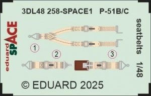Eduard 3DL48258 P-51B/C seatbelts SPACE (3D Decals) 1/48