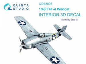 Quinta Studio QD48006 F4F-4 Wildcat 3D-Printed coloured Interior on decal paper (HobbyBoss) 1/48