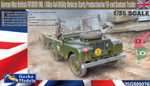 Gecko Models 35GM0076 Korean War British FV18001 Mk. 1 80in 4x4 Utility Vehicle (Early Production) w/10-cwt Bantam Trailer 1/35