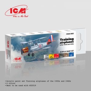 ICM 3083 Acrylic paint set for training airplanes of the 1930s and 1940s 12ml x6