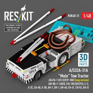 RESKIT RSK48-0031 A/S32A-31A Mule Tow Tractor AS47A-1 GTE (GTCP-100) (long version) (AV-8B, F-14B/D, F/A-18C/D/E/F/G, C-2, E-2С, EA-6B, S-3B, AH-1, UH-1, UH-60, CH-47, CH-53, SH-3) (3D Printed model kit) (1/48)