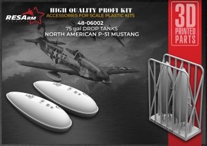 RESArm 48-06002 P-51 75 G Mustang - 75 gal fuel tank (3D resin printing) 1/48
