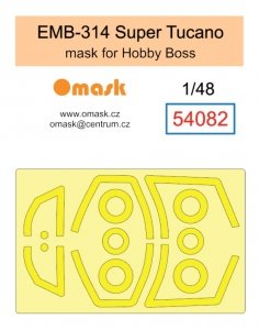 Omask 54082 EMB 314 Super Tucano mask (for Hobby Boss) clear parts yellow masking tape 1/48