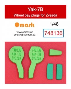 Omask 748136 Yak-7B Wheel Bay Plugs (for Zvezda) - EVA foam plugs for wheel bays 1/48