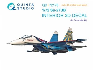 Quinta Studio QD+72180 Su-33 3D-Printed & coloured Interior on decal paper (Trumpeter) (with 3D-printed resin part) 1/72