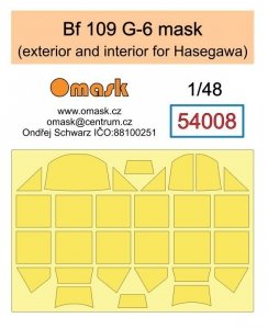 Omask 54008 Bf 109 G-6 mask (exterior and interior for Hasegawa) 1/48