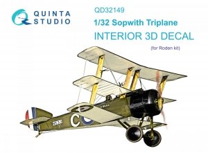 Quinta Studio QD32149 Sopwith Triplane 3D-Printed & coloured Interior on decal paper (Roden) 1/32