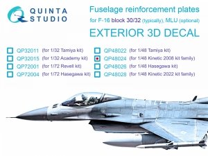 Quinta Studio QP48024 F-16 block 30/32 reinforcement plates (Kinetic 2008 tool) 1/48