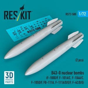 RESKIT RS72-0588 B43-0 nuclear bombs (2 pcs) (F-100D/F, F-101A/C, F-104A/C, F-105D/F, FB-111A, F-111A/E/D/F, F-4C/D/E) (3D Printed) (1/72)