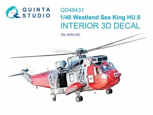 Quinta Studio QD48431 Westland Sea King HU.5 3D-Printed & coloured Interior on decal paper (Airfix) 1/48
